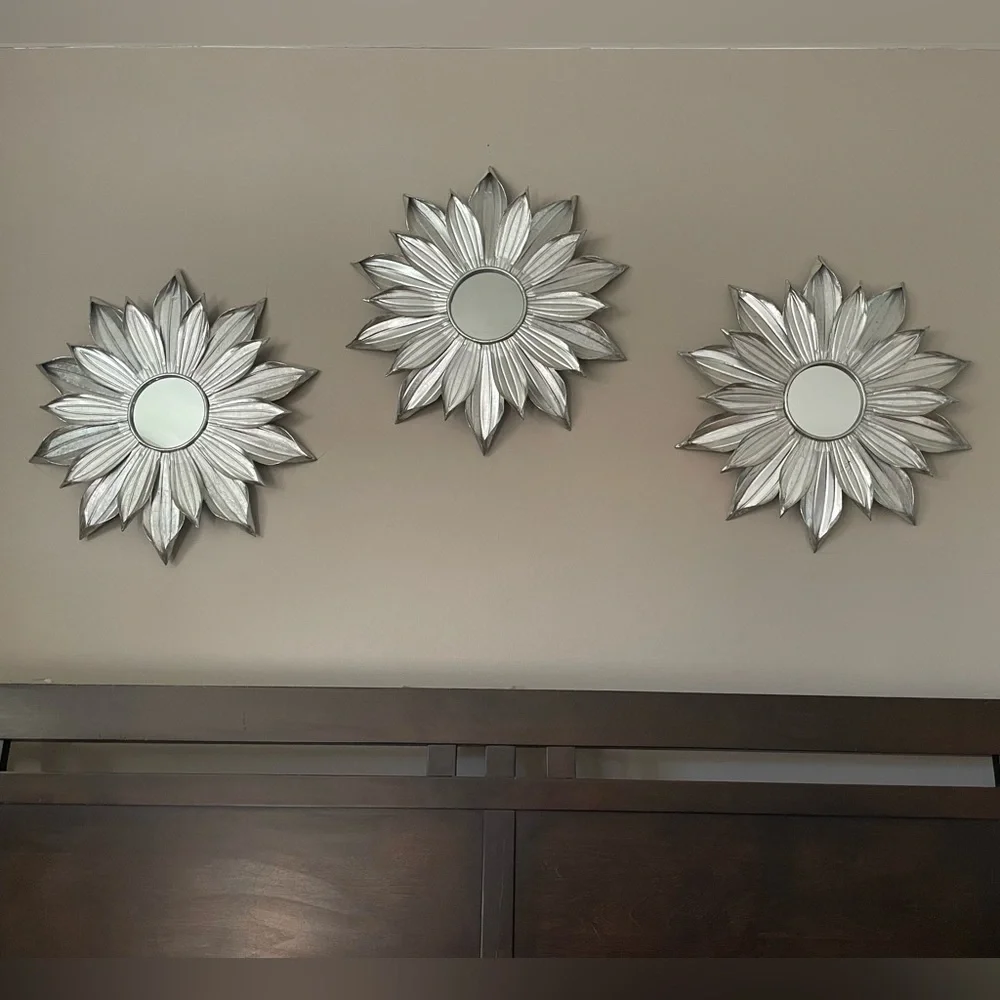 Rare West Elm Set of 3 Flower Metal Wall Art